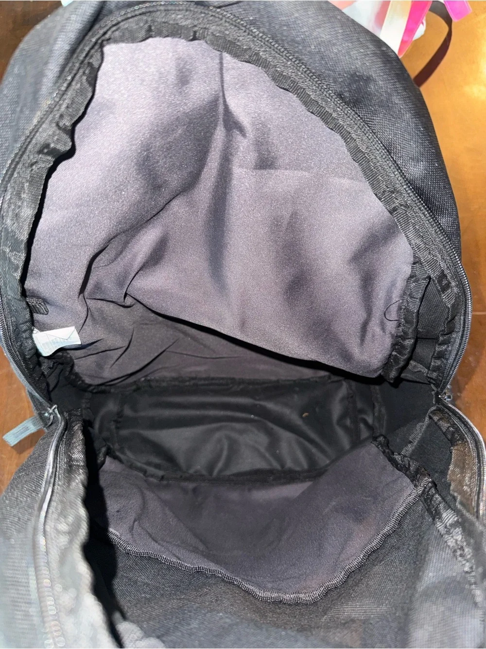 Nike Black Backpack with Silver Logo and Neon Green Accents